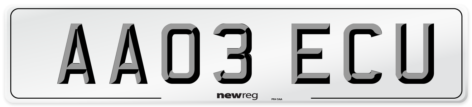 AA03 ECU Number Plate from New Reg